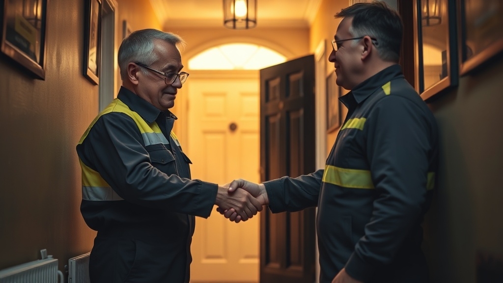 Engineer shaking hands with a Carshalton homeowner after locating their leak